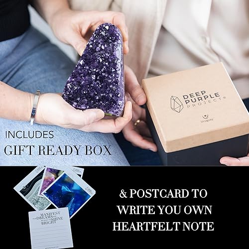 Miniatura 5 de Deep Purple Project Grandes racimos de amatista de 1 libra a 17 libras Geoda de cristal de cuarzo Plus caja de regalo de primera calidad con piedra