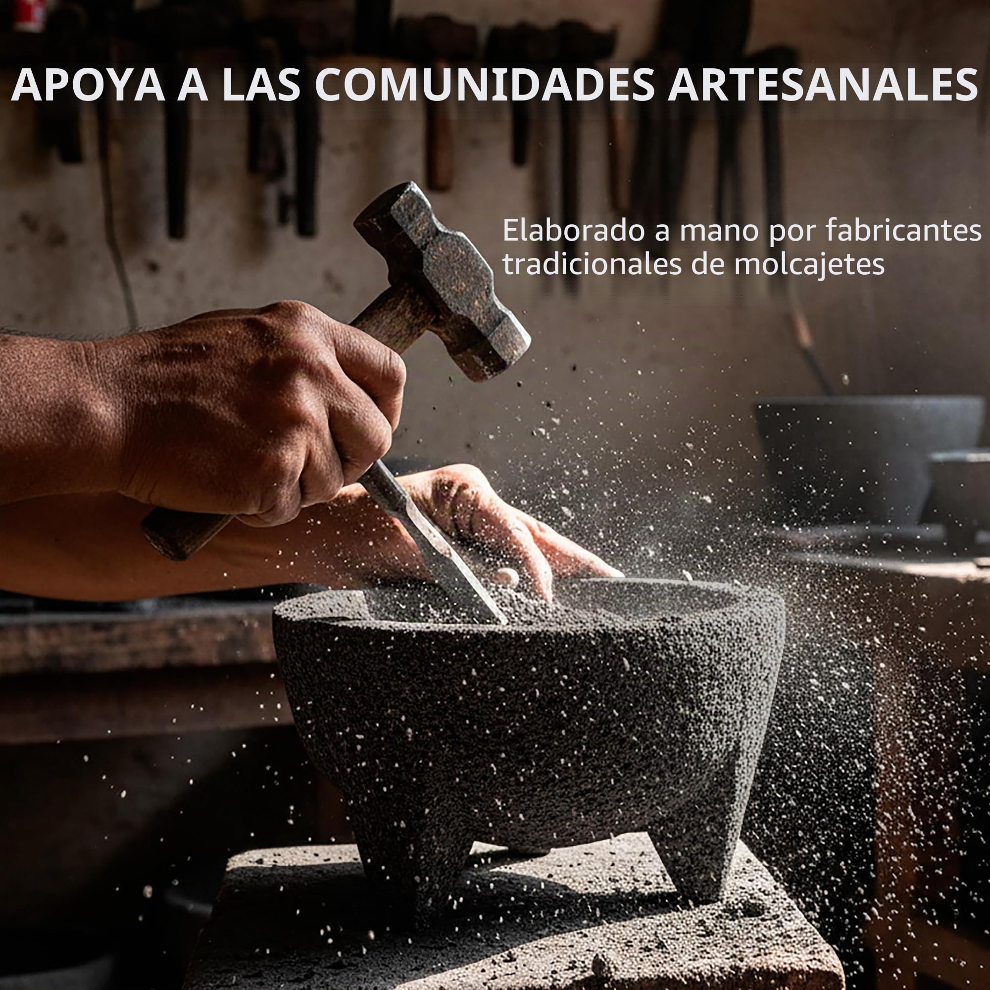 YO PIDO Molcajete 6 pulgadas; mortero de especias; fabricado con piedra volcánica; molcajete hecho a mano en México; Guacamole y máquina de salsa; incluye piedra de mortero