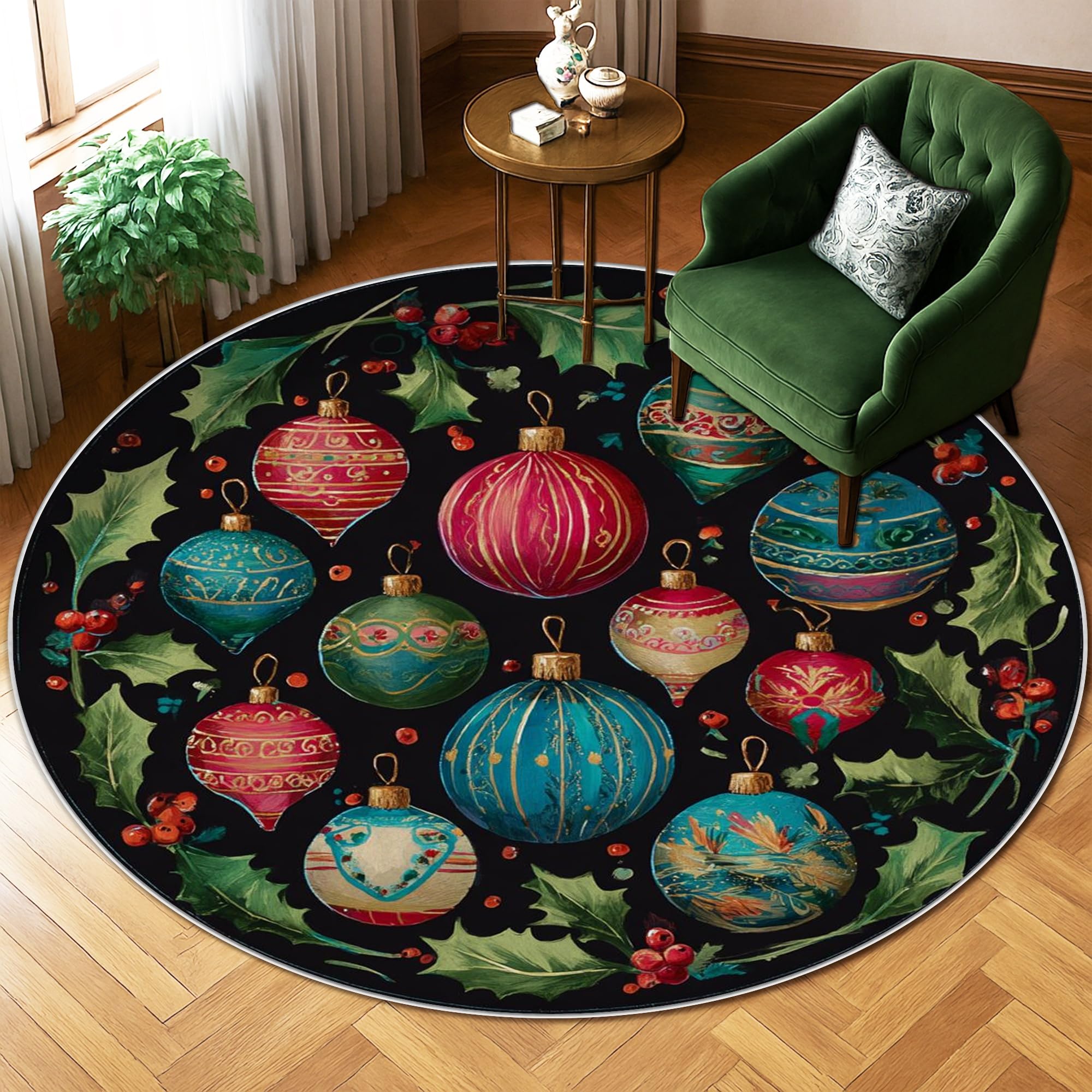 Tapis de Noël rouge 1,8m pour décorer le salon en fête