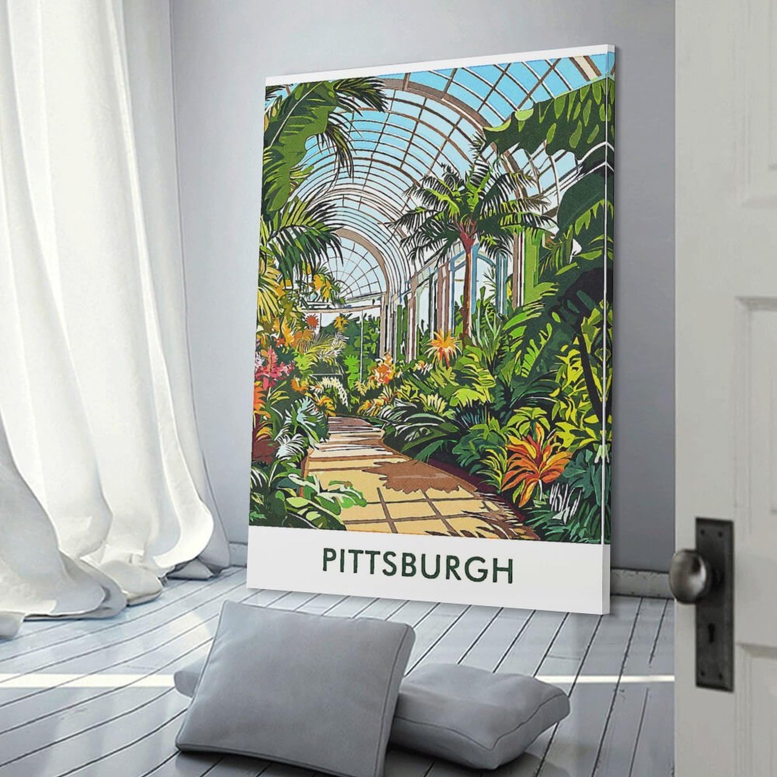 Junmoney Pittsburgh Greenhouse Canvas Wall Art 20x30inch(50x75cm), for Wall Displays, Bedrooms Or Room Updates, Ideal for Building A Coordinated Art Wall