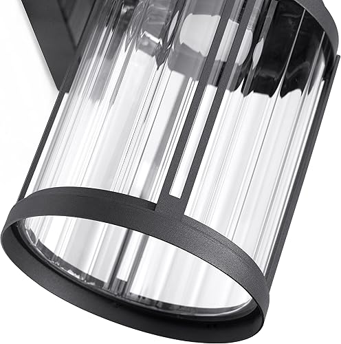 Miniatura 8 de Farol de pared para exteriores, aplique de pared impermeable para exteriores, lámpara de pared negra antioxidante con vidrio transparente, lámpara