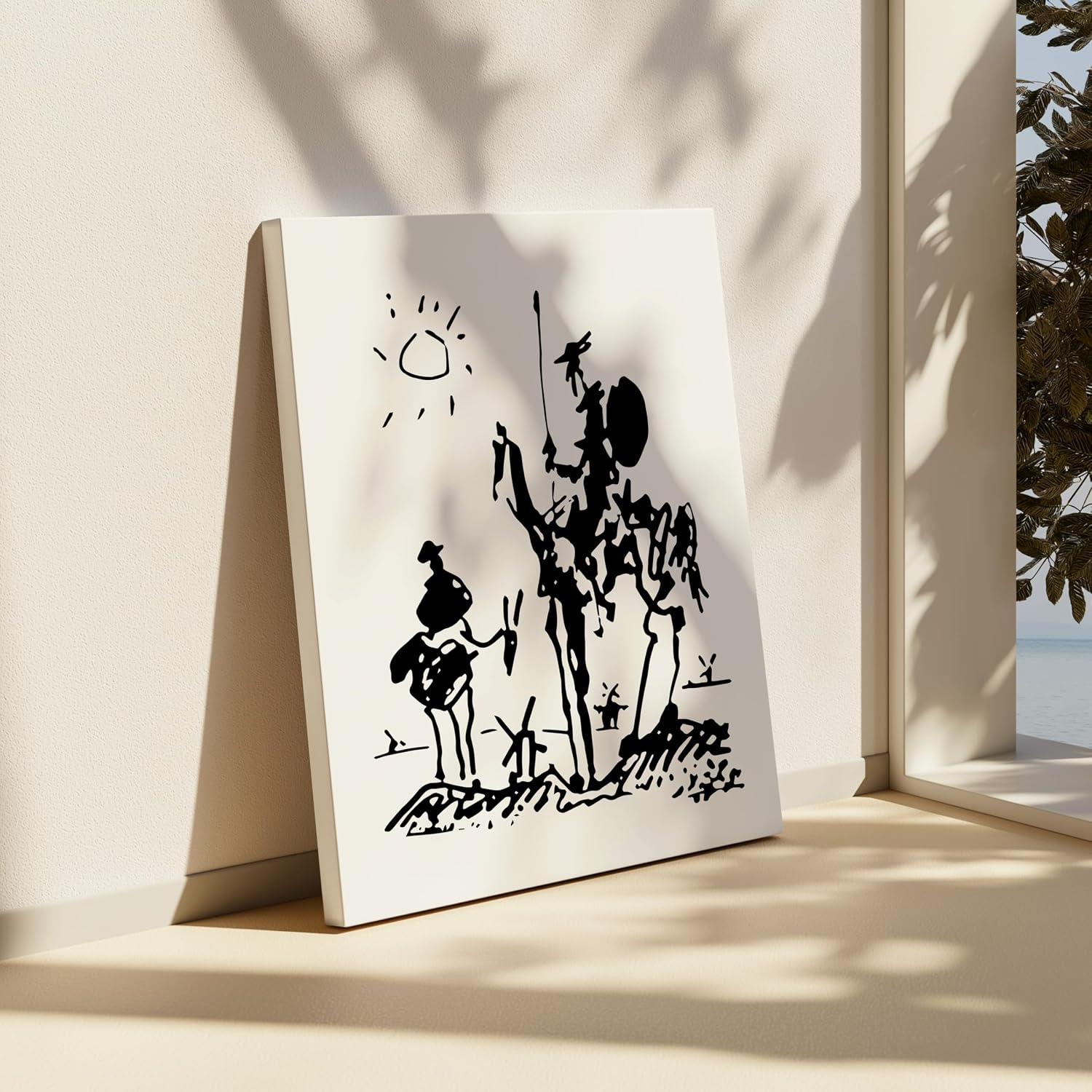 Poster Master Canvas - Retro Don Quixote Print - Sketch Wall Art - Abstract Art - Gift for Men & Women - Minimal Wall Decor for Living Room, Bedroom or Office - Available in 8x10 to 30x40