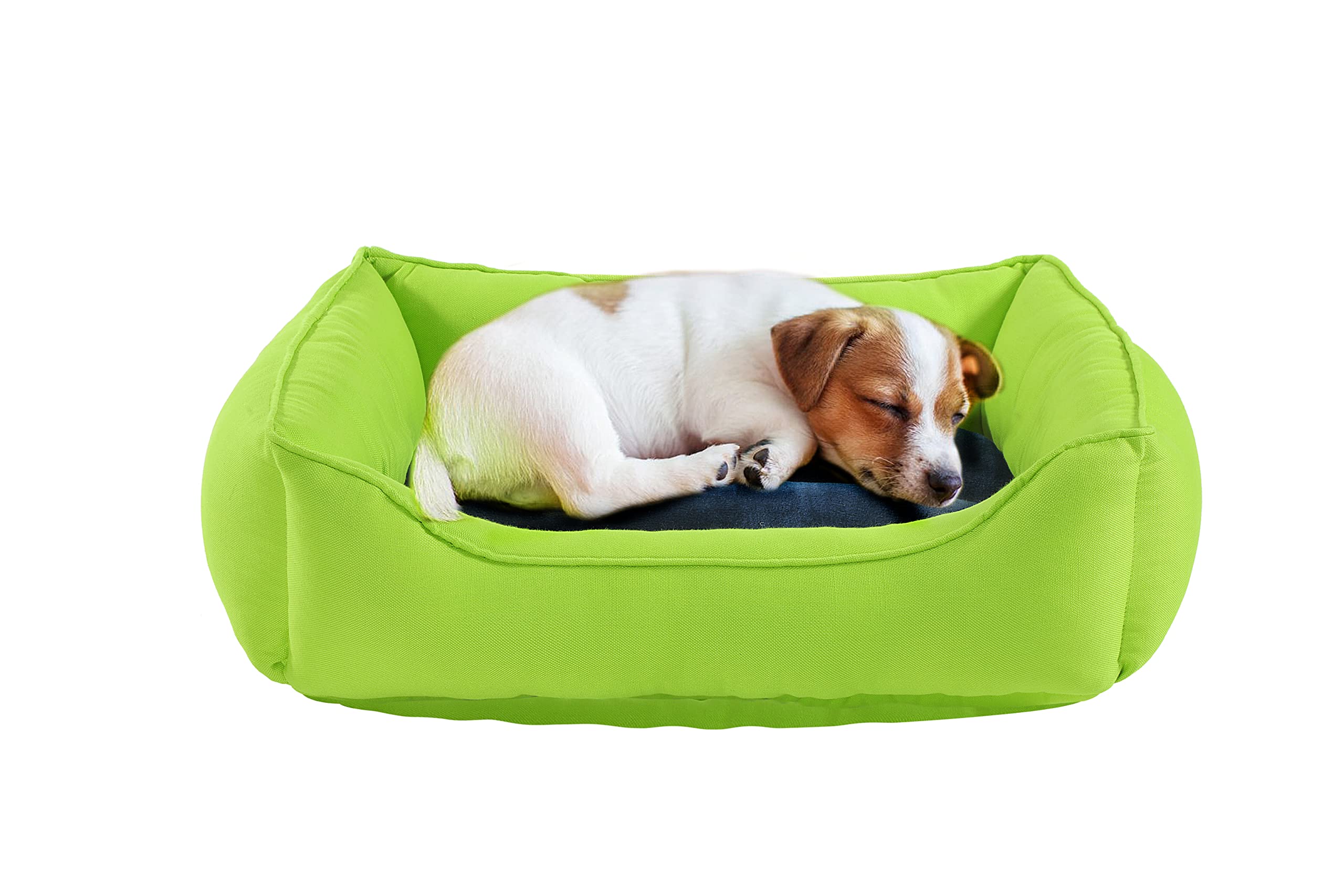ARLINENS Dog Beds Soft Orthopaedic Ideal Dog Cushion-Anti-Anxiety Dog Bed- Rectangle Dog Bed Plush with Polyester Interior Elevated, Dog Beds Plush Mat For Crate(Small 17x21+8", Lime Green)