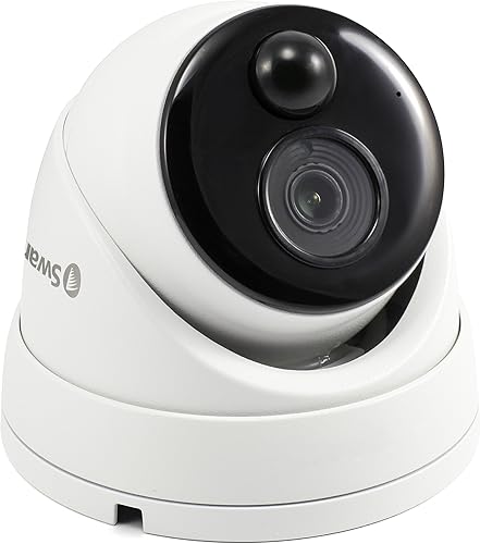 Swann Cámara de seguridad de vigilancia para interiores y exteriores, cámara domo PIR con cable 4K Ultra HD, visión nocturna, térmica, detección de