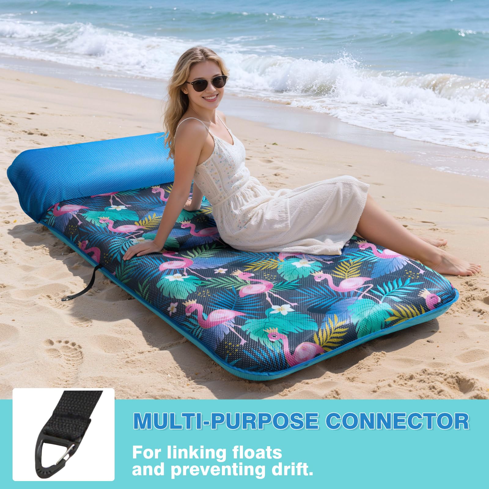 WERNNSAI Oversized Pool Floats Lounge for Adults 185 x 95cm Inflatable Tanning Pool Floaties with Fabric Covered - Image 3