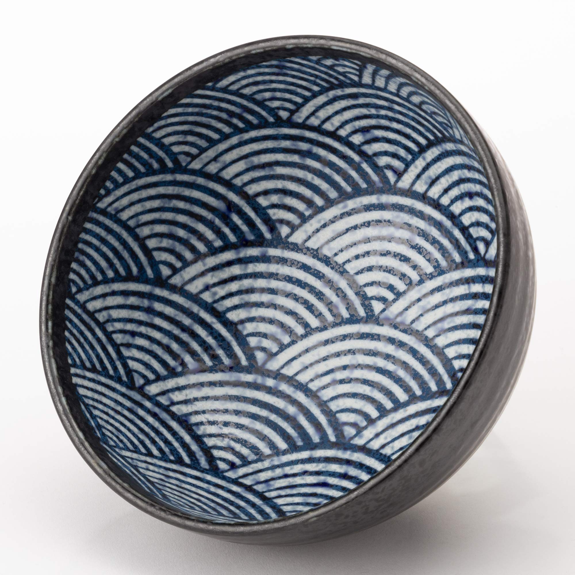 Seigaiha Wave Donburi Bowl, 17cm