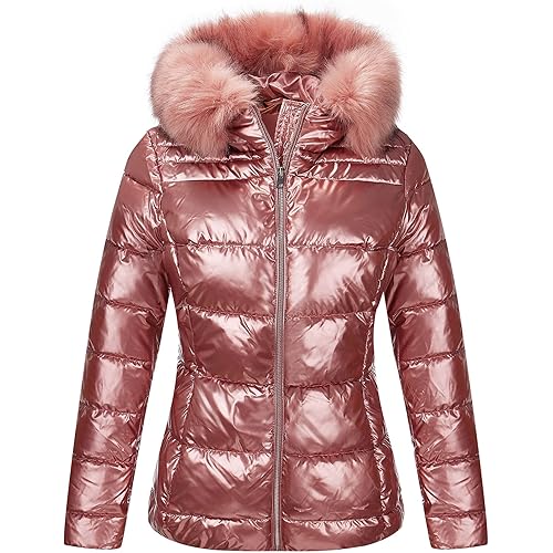 Bellivera Womens Lightweight Puffer Jacket, Winter Coats for Women Warm Quilted Bubble Padded Hood Coat with Faux Fur Collar