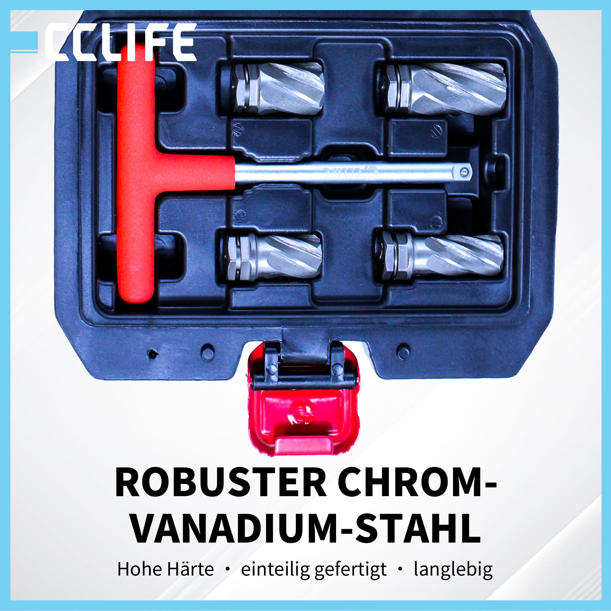 CCLIFE ABS Sensor Reibahlen-Satz 5-tlg. 14-18 mm | Sensoraufnahme reinigen | Rost & Ablagerungen entfernen | T-Griff 125 mm | 1/4 Zoll | 40CR & 9SiCr Stahl