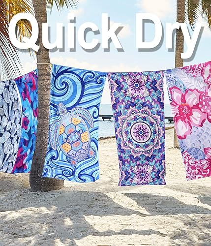 Miniatura 6 de Toalla de playa de microfibra de secado rápido, ligera, sin arena, accesorios de toalla grande de gran tamaño, imprescindible para viajes, piscina,