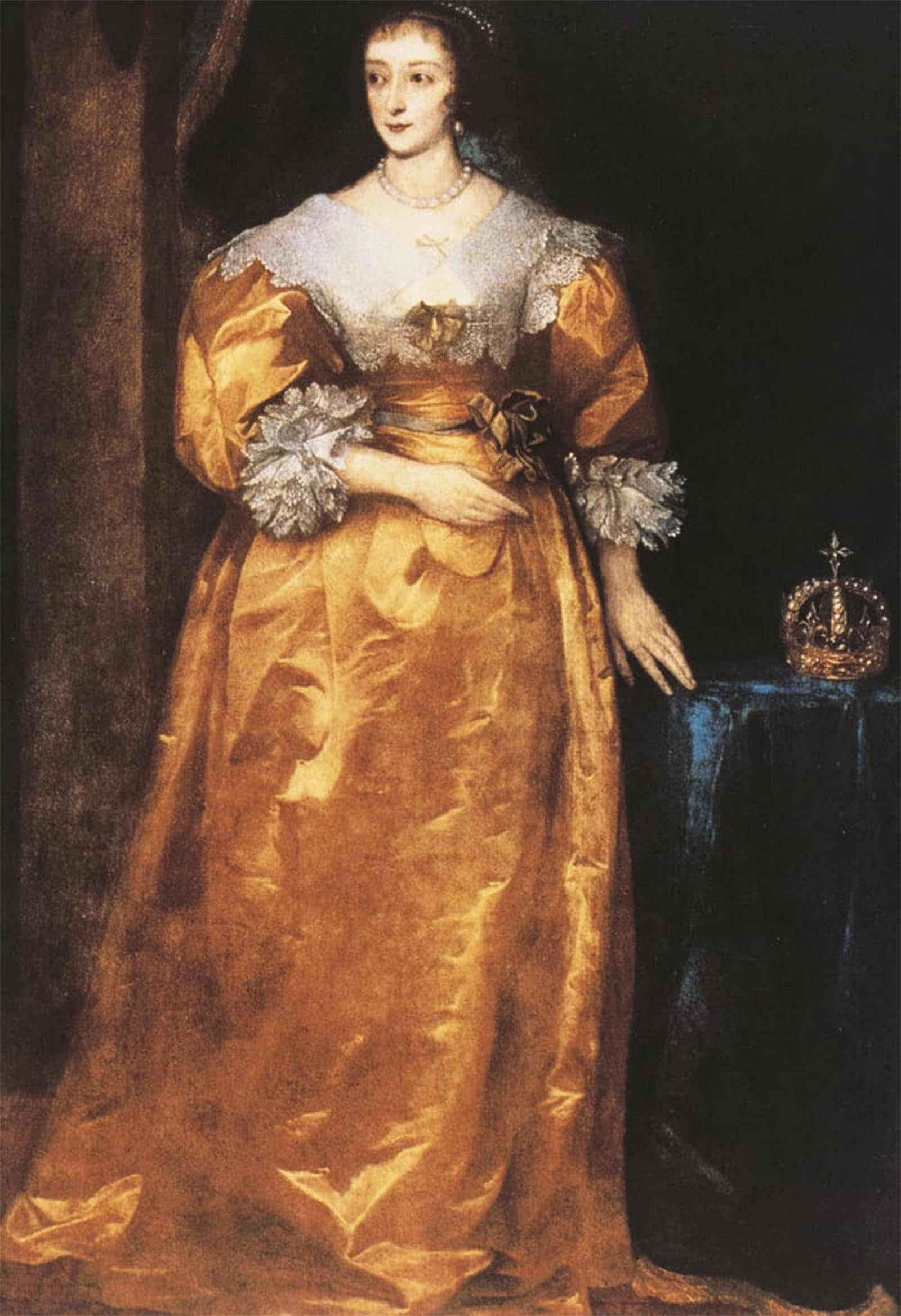 POSTERIIk Vintage Art Print Images Pictures Print Portrait of Henrietta Maria of France Paris by Van Dyck Modern Colour Posters for Office Home Decor 60x90cm