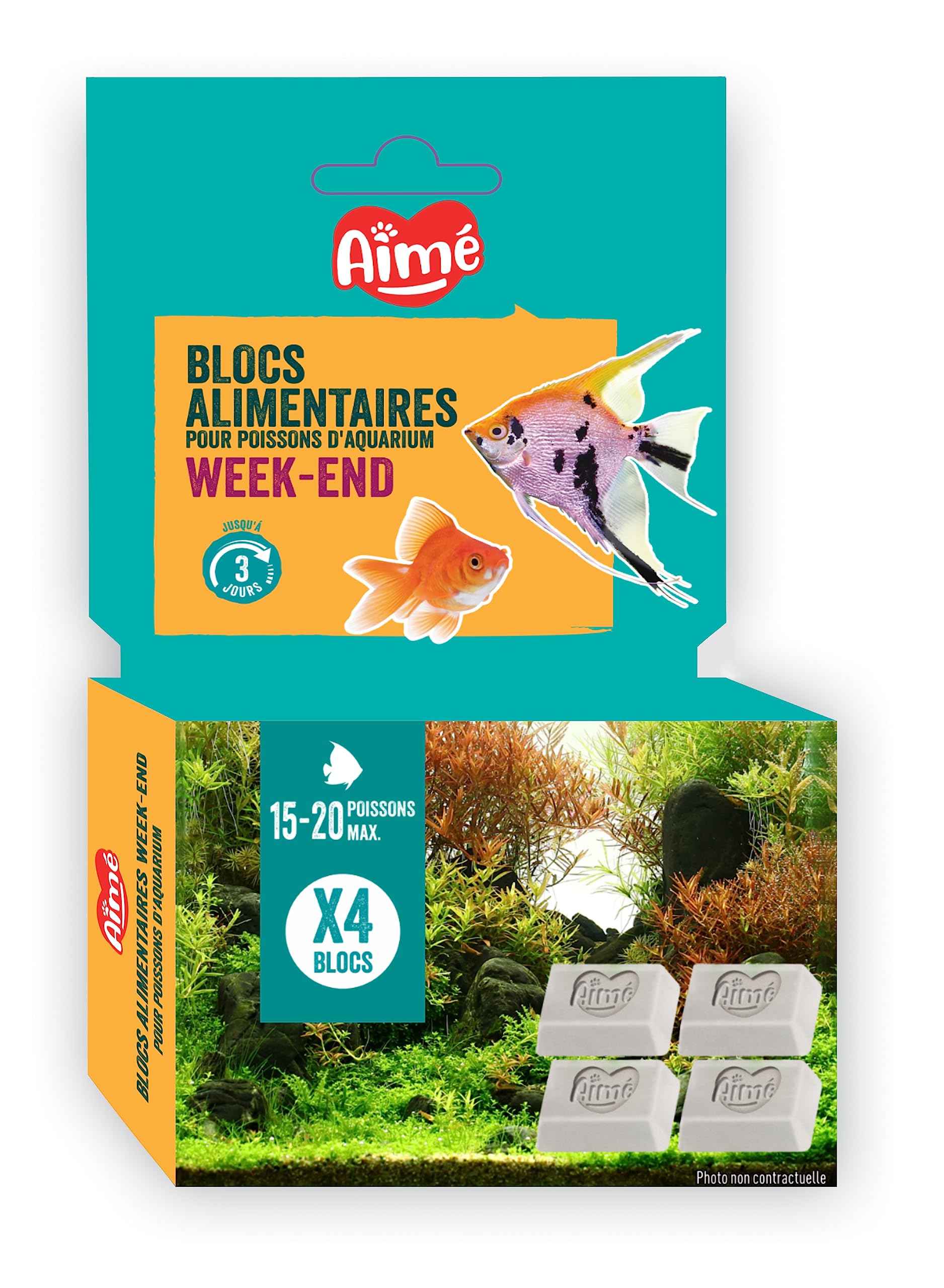 Aime 4 Bloque Alimentos Weekend para acuariofilia – – Juego de 4