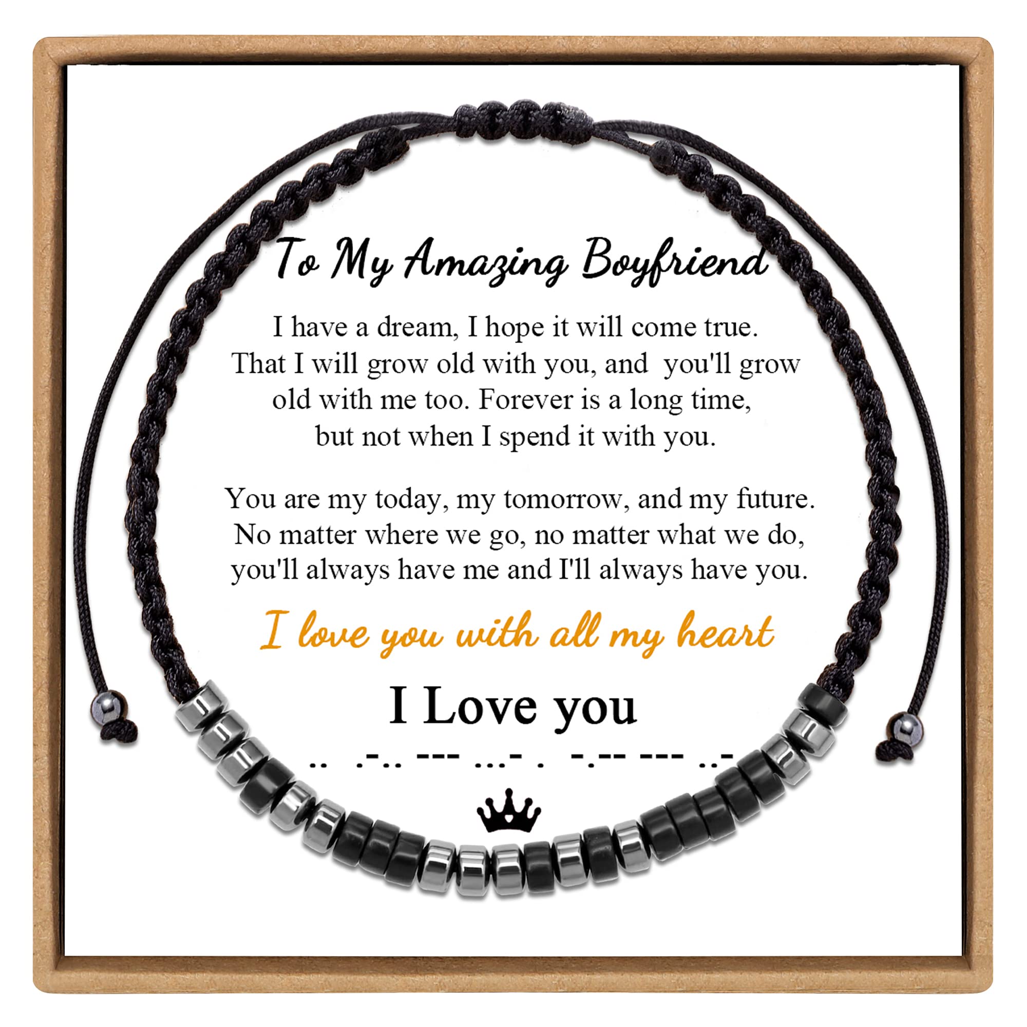 To My Boyfriend Bracelets I Love You Morse Code Bracelets from Girlfriend