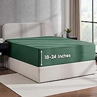 Vista 1 de Nestl Sábana Bajera Ajustable de Bolsillo Extra Profundo Verde Oscuro Solo para Cama King, Sábanas Bajeras de Lujo Hotelero Tamaño King que se
