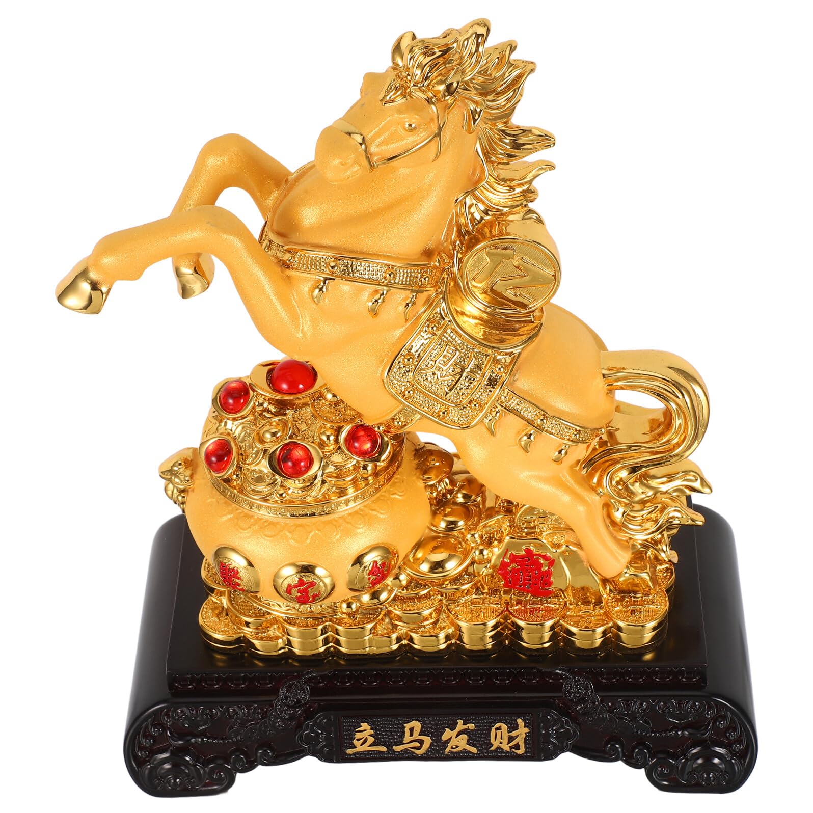Pferdeskulptur aus Kunstharz im Feng Shui Stil Elegante Goldene Pferdefigur für Wohnzimmer und Büro Platzsparendes Design zum Chinesischen Neujahr 2026
