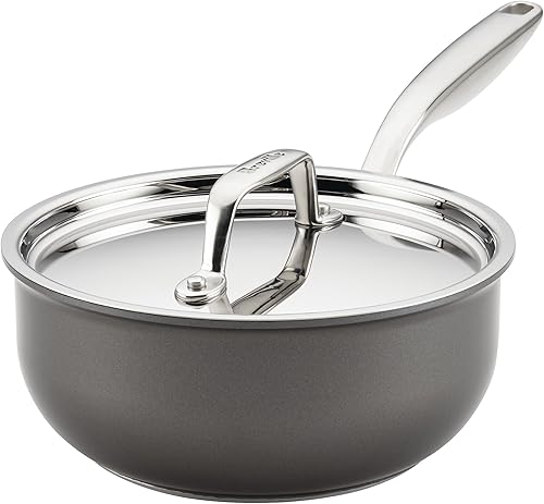 Miniatura 9 de Breville Thermal Pro - Sartén antiadherente anodizada dura con tapa y mango auxiliar, 4 cuartos de galón, color gris