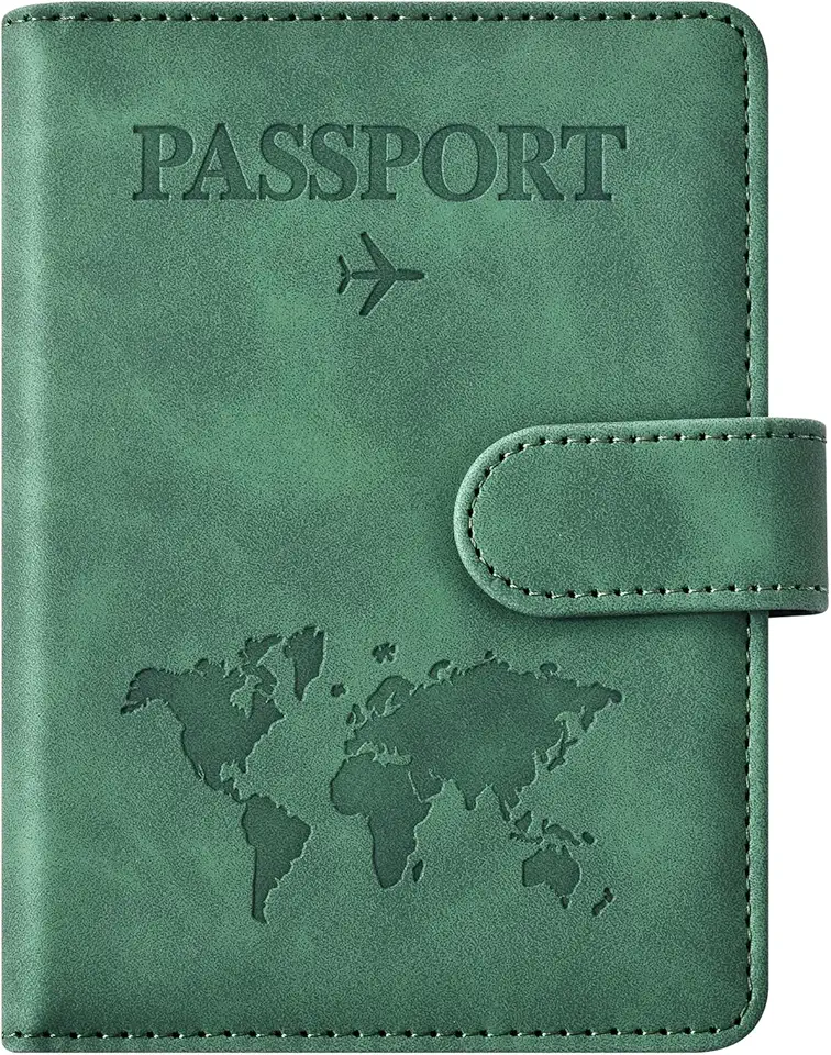Eoehro Passport Holder for Travel Essentials, Passport Wallet Cover Case for Travel Must Haves Accessories,Passport Book Holders for Women and Men(dark green)