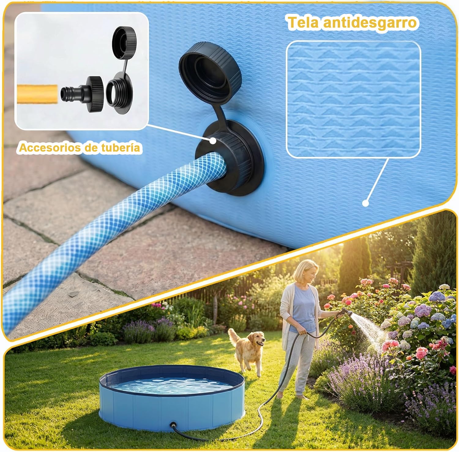 Piscina Plegable para Perros 78 x 20 cm, Base Antideslizante, Vaciado rápido, bañera para Perros, Piscina de PVC Reforzado