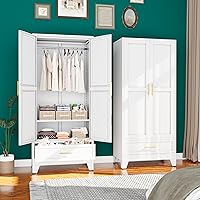 Vista 13 de Armario de metal de 71 pulgadas, armario de almacenamiento de ropa de acero con espejo y estantes ajustables, armario de almacenamiento de acero