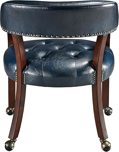 Miniatura 9 de MODERION Sillas de comedor con ruedas y brazo, sillas de capitán Caster Boss con patas de madera maciza, sillas de escritorio de oficina con botón