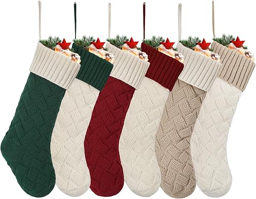 Dllesifvn Cable Knit Christmas Stocking - 18-Inch Home Decor with Stylish and Co