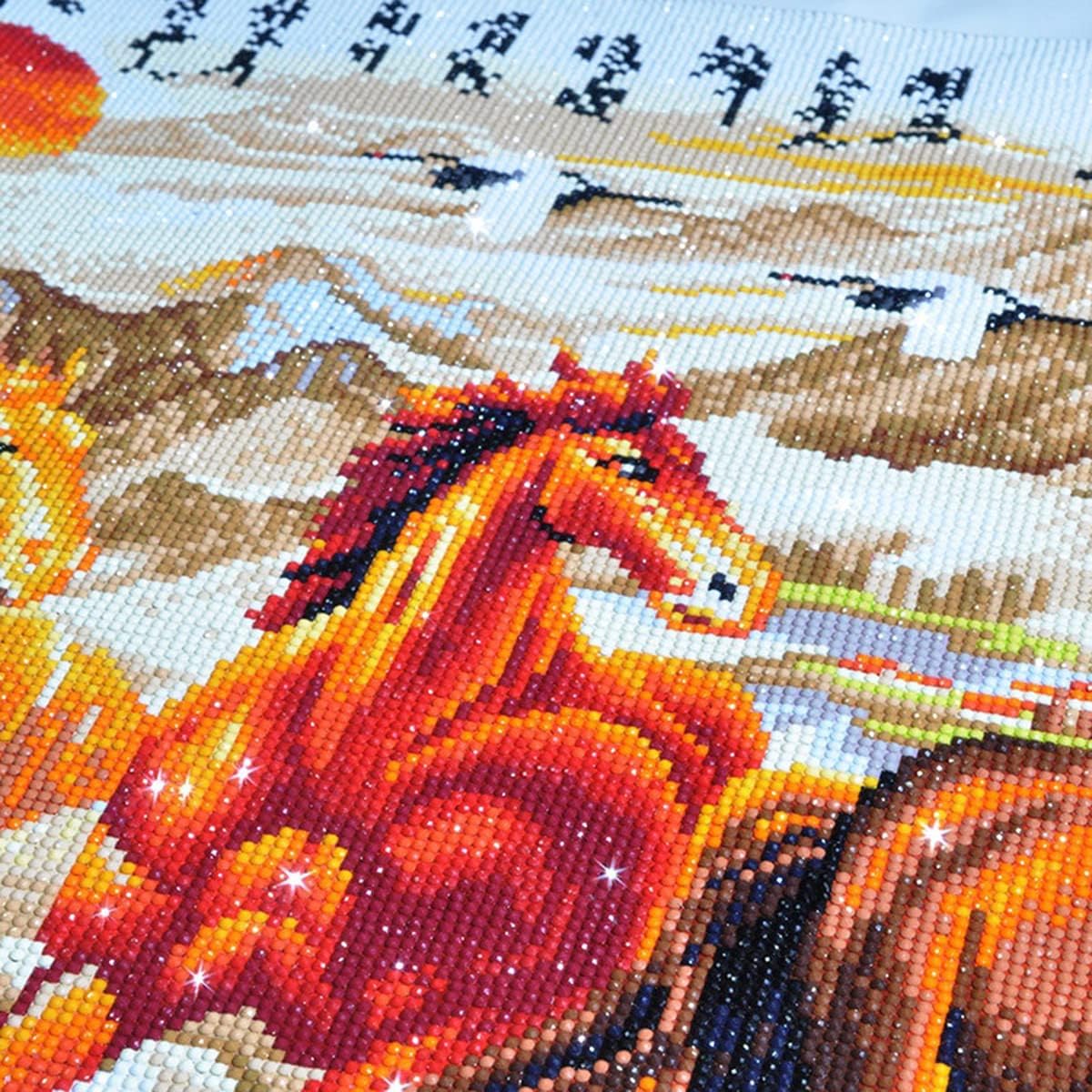 Instarry DIY 5D Diamond Painting Kit Full Drill Eight Fine Horses Mosaic Cross Stitch Home Decor Art Craft Set 59.1x25.2 inch