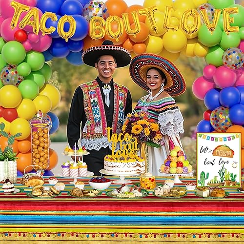 Miniatura 6 de 128 piezas de decoraciones de amor de taco, temática mexicana de Fiesec de compromiso, despedida de soltera, decoración de telón de fondo, globo,