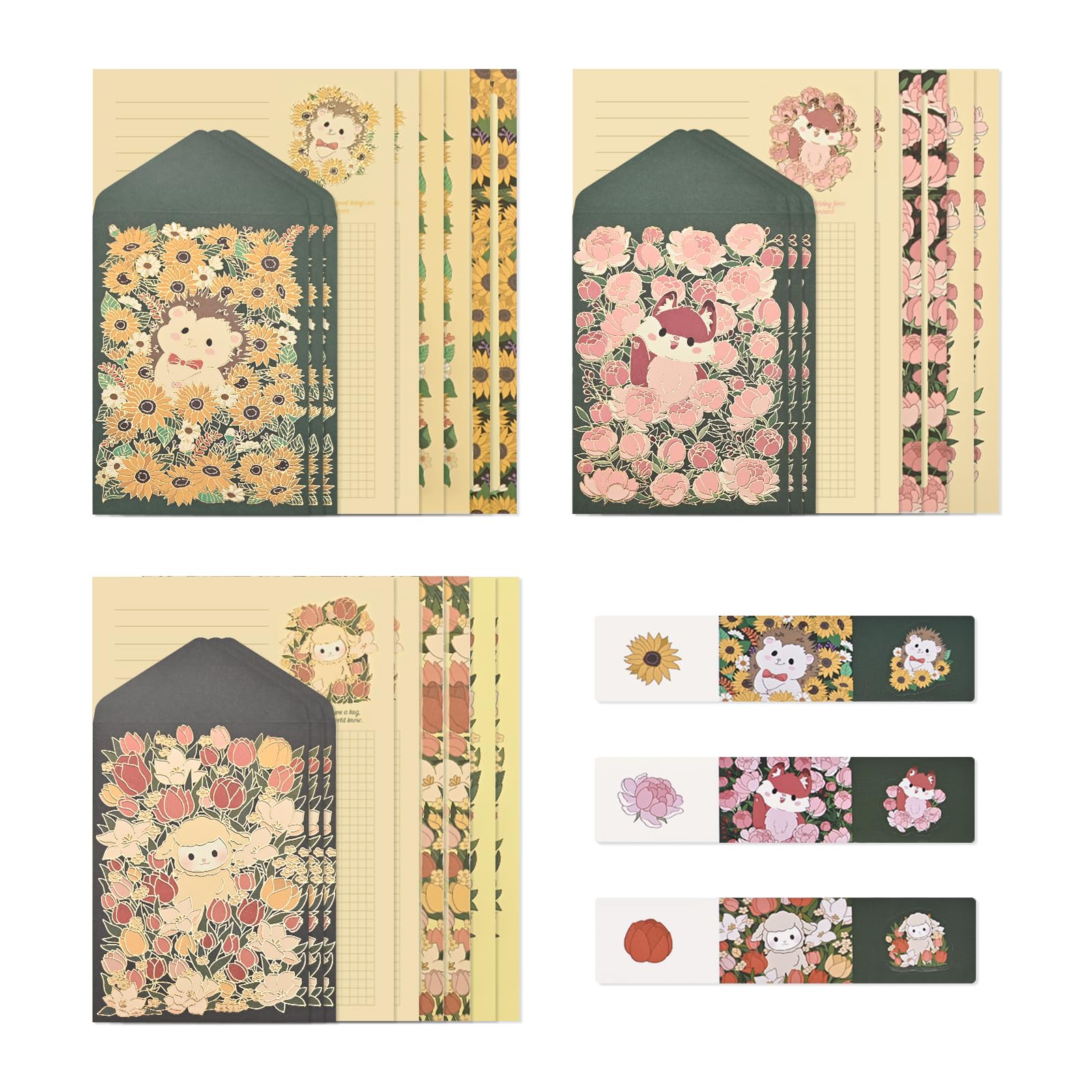 Ensemble De Papier à Lettres Et Enveloppes Motifs D'Animaux Mignons Enveloppe Papiers à Lettres Kit D'Écriture