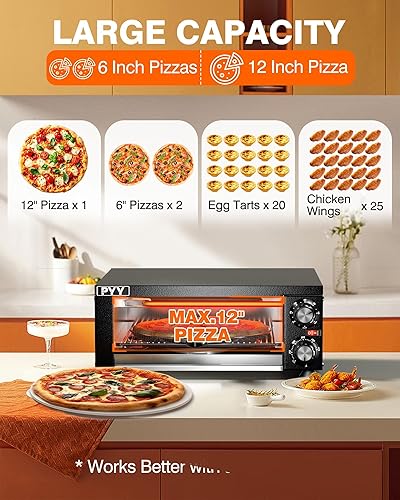 Miniatura 7 de PYY Horno eléctrico de pizza para interiores, horno de pizza, máquina comercial para hacer pizza para el hogar con temporizador, cocina de pizza de