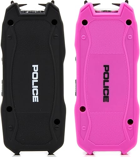 POLICE Stun Gun 1901 - Mini USB recargable con linterna LED - Combo negro y rosa