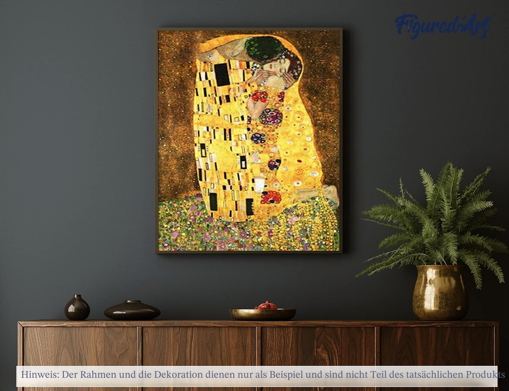 Figured'Art Malen Nach Zahlen Erwachsene Mit Rahmen Klimt - Der Kuss - Paint by Numbers Basteln DIY Bastelset 40x50cm Leinwand gespannt auf Holzrahmen