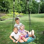 Tree Swing Straps Hanging Kit Holds 2200 lbs, 5FT Swing Straps 2 Pack Tree Protector Mats with 2 Safety Heavy Duty Carabiner & 1 Stainless Steel Swivel, Carry Bag Included, Perfect for Hammocks & Most Swing Seats