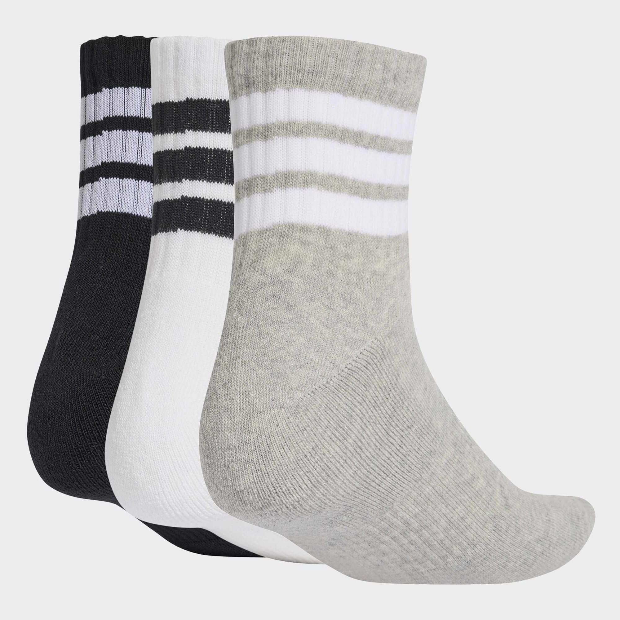 adidas Unisex CALCETINES DEPORTIVOS DE MEDIA CAÑA CON ACOLCHADO 3 STRIPES (3 PARES)