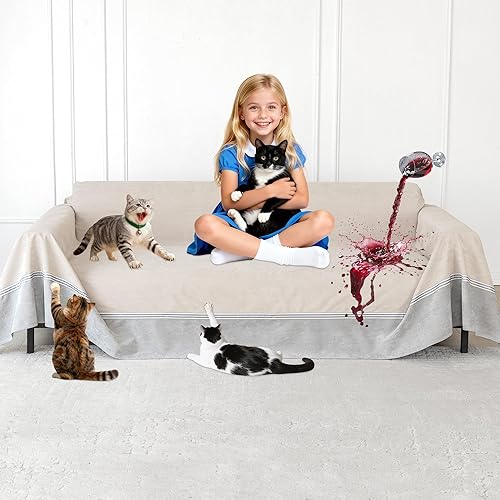 Miniatura 36 de Protector de Muebles contra Arañazos para Gatos - Antideslizante, Funda de Sofá Impermeable para Mantener a los Gatos Alejados, Protectores de Sofá