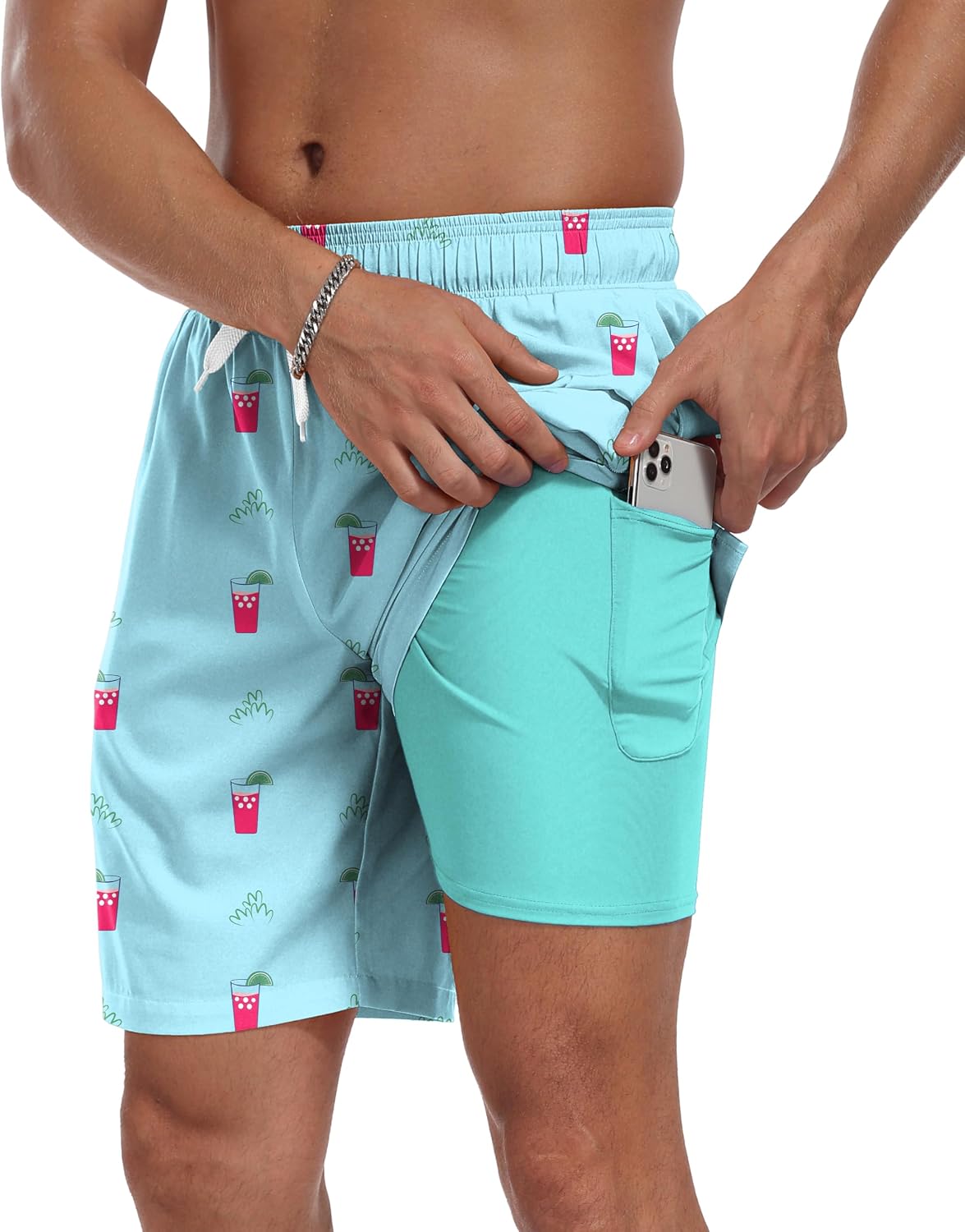 Sailwind Men Swim Trunks with Compression Liner 9" Beach Shorts Quick Dry with Zipper Pockets Board Shorts