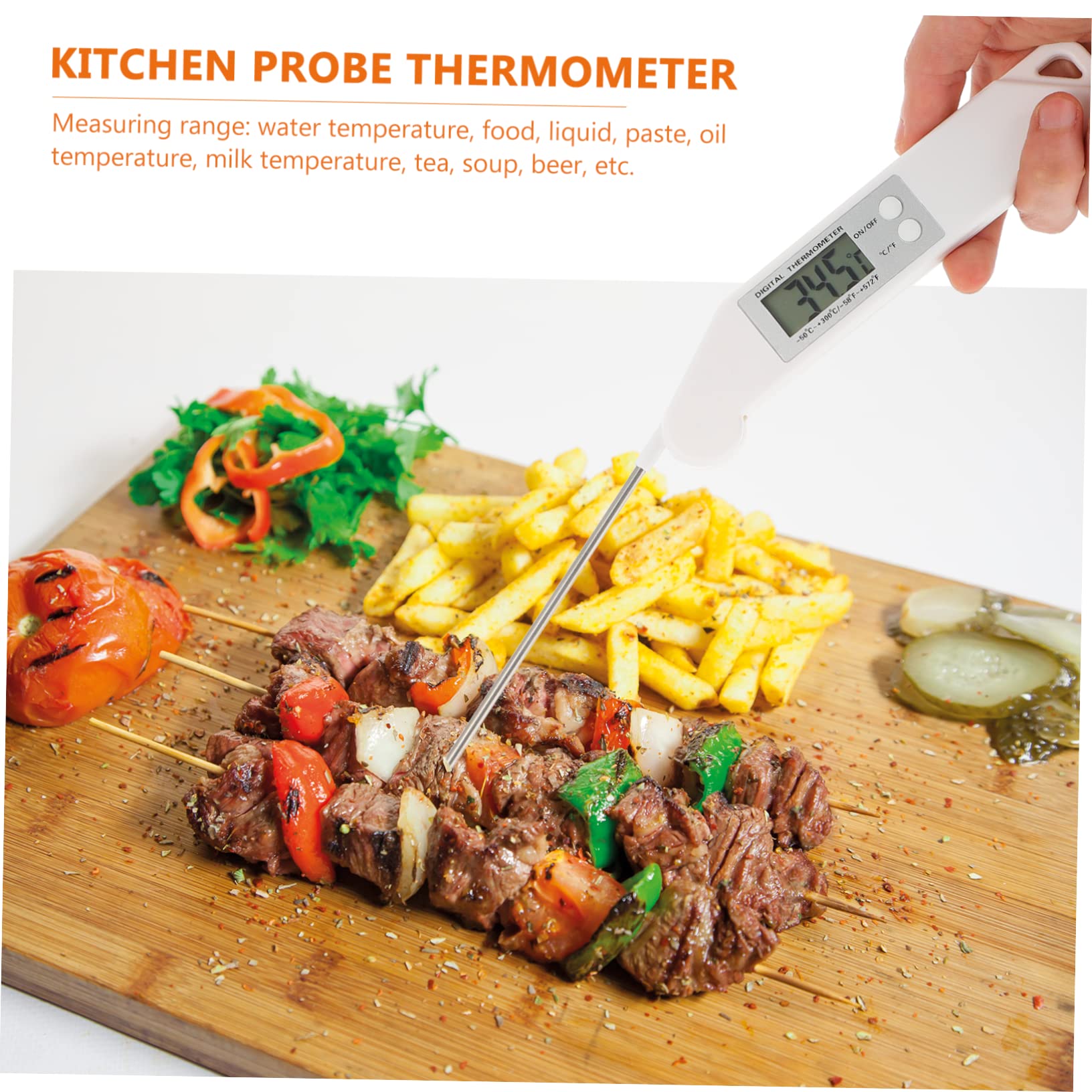 OUNONA 3piezas Termómetro Digital De Cocina Para Barbacoa y Alimentos Lectura Instantánea Para Carnes Aceites y Bebidas De Inoxidable Pantalla Clara
