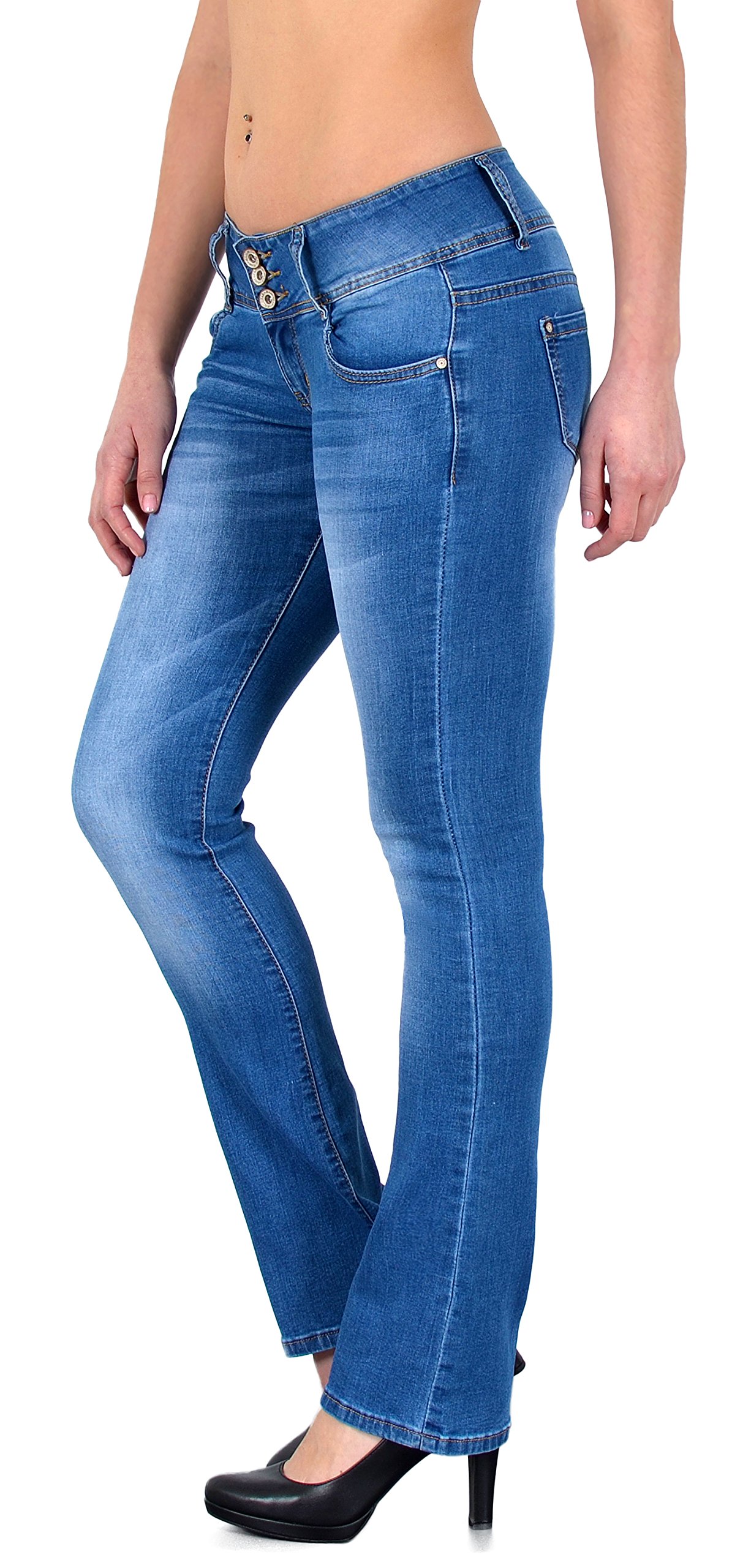 ESRA Bootcut Jeans Damen Low Waist Jeans Damen Stretch Schlaghose bis Übergröße B200
