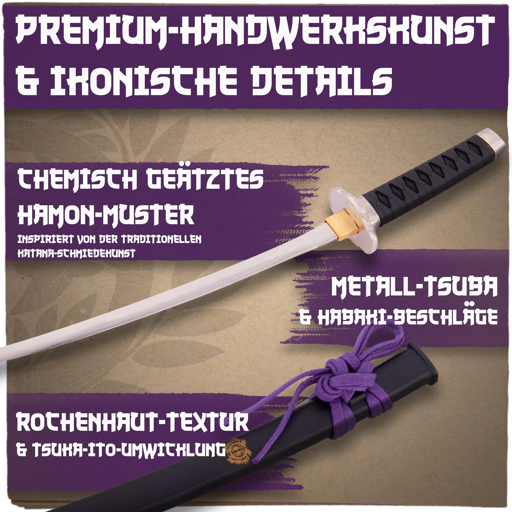 Brieföffner Schwert Mini Katana Schwert Scharf Echt 20 cm Hergestellt in Japan mit Ständer Brieföffner edel Japanische Clans