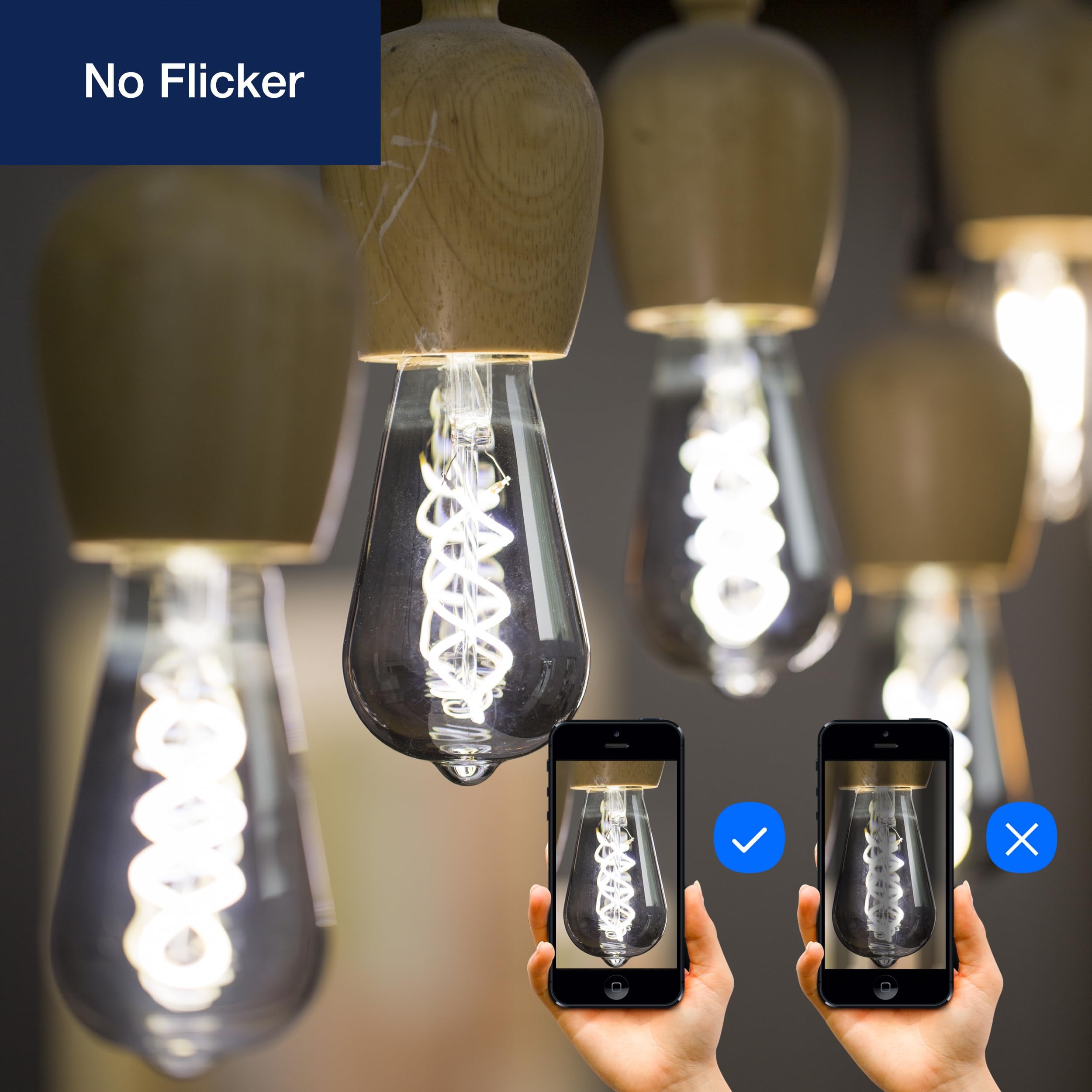FLSNT E27 Screw Bulb 40W Equivalent, 4W ST58 LED Vintage Light Bulbs, 260LM Edison Screw Bulb, 5000K Daylight Bulbs - Image 4