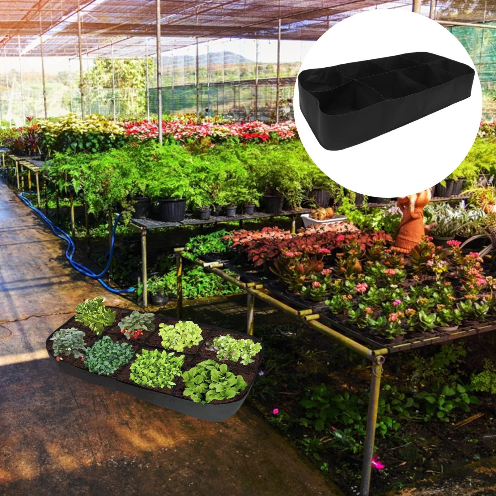 VICASKY Rechteckiger Pflanzbeutel Vliesstoff Atmungsaktiver Pflanzcontainer für Gemüse und Blumen für Gartenarbeit und Kleine Pflanzenzucht