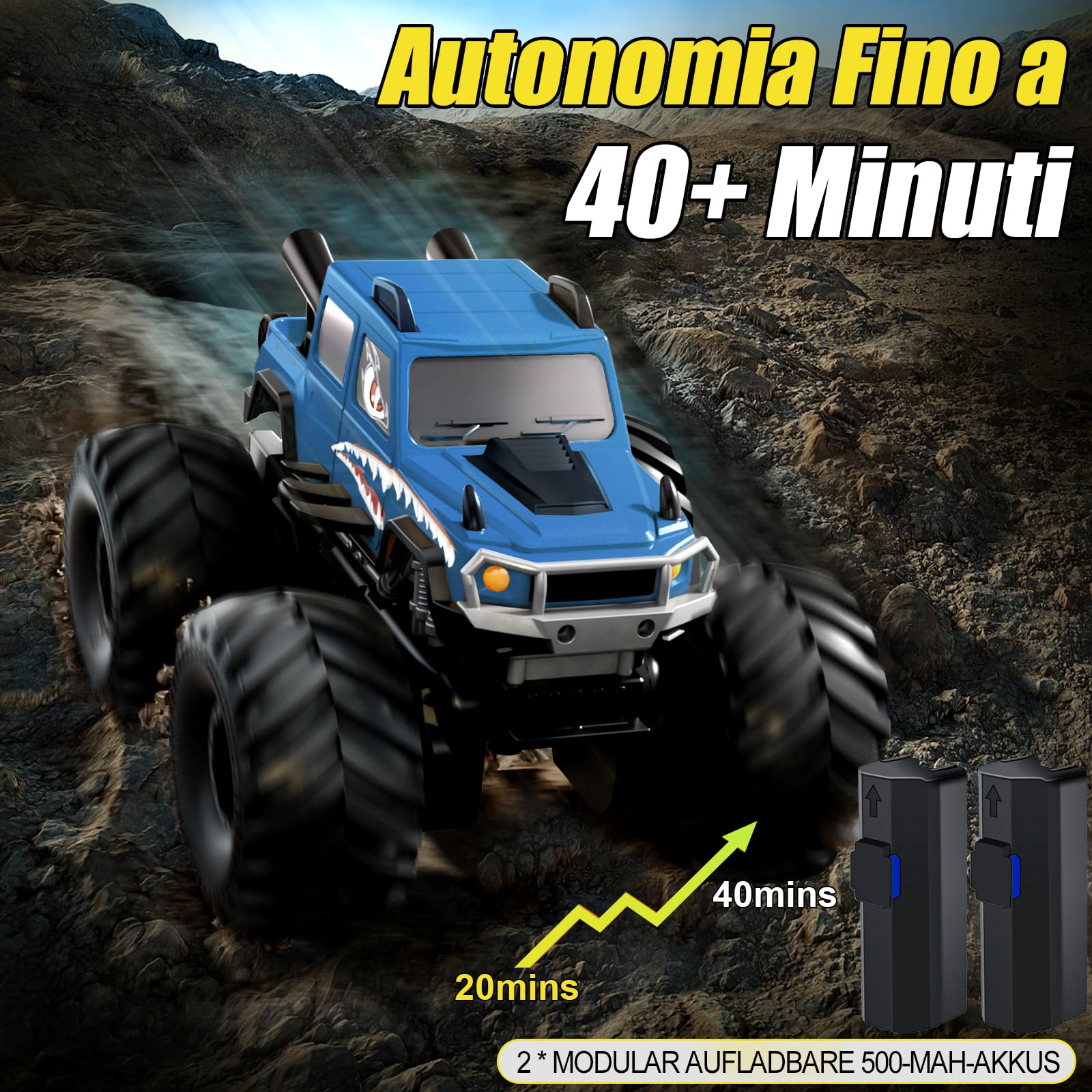 Macchina Telecomandata 4x4 per Bambini 6-12 Anni con Sensore Gesti - Blu | Veicolo Anfibio Telecomandato, Auto Radiocomandata Truck per Sabbia, Prato, Acqua e Terreno, Giocattoli per Ragazzo
