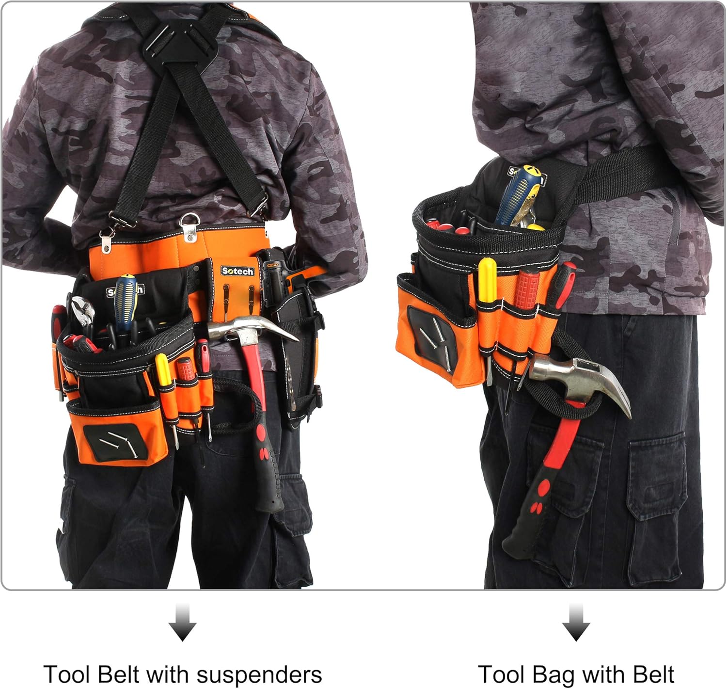 Crazy Deals Sotech Tool Belt with Padded Suspenders, Carpenter's Suspension Framers Rig, Durable Electrician's Combo Apron Tool Pouch Bag with Hammer Holder