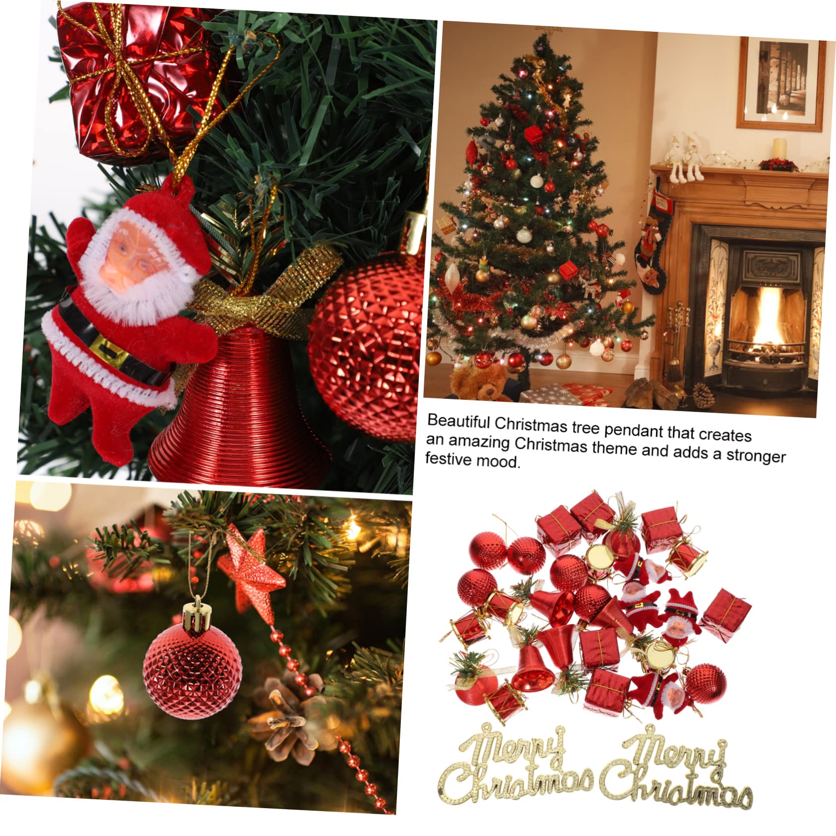 IMIKEYA 4 Kisten Weihnachtskugel-Set Mini-Weihnachtsmann Weihnachtsbedarf weihnachtsdeko christbaumanhänger Christbaumschmuck Baumschmuck Anhänger Kugel hängende Dekoration Plastik rot
