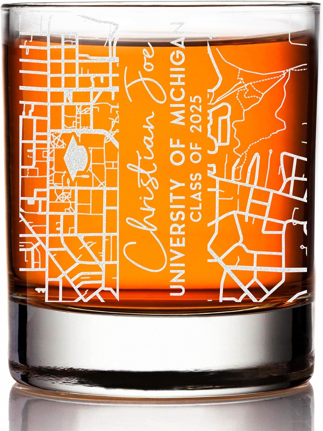 Custom Campus Map Whiskey Glass, Personalized Graduation Gift for Men, Class of 2026, Master's Degree, PhD, 11oz Engraved College Grad Gifs