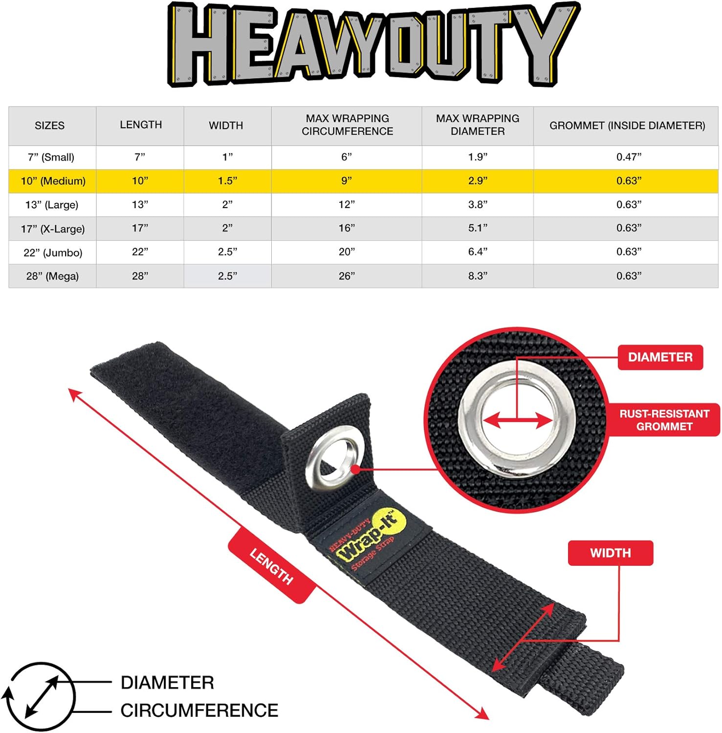 Heavy-Duty Wrap-It Storage Straps, 10-inch (6 Pack) - Hook and Loop Extension Cord Organizer Hanger, Cord Wrap Keeper, Cable Straps for Cords, Hoses, Rope, RV, Boat and Garage Storage and Organization : Electronics