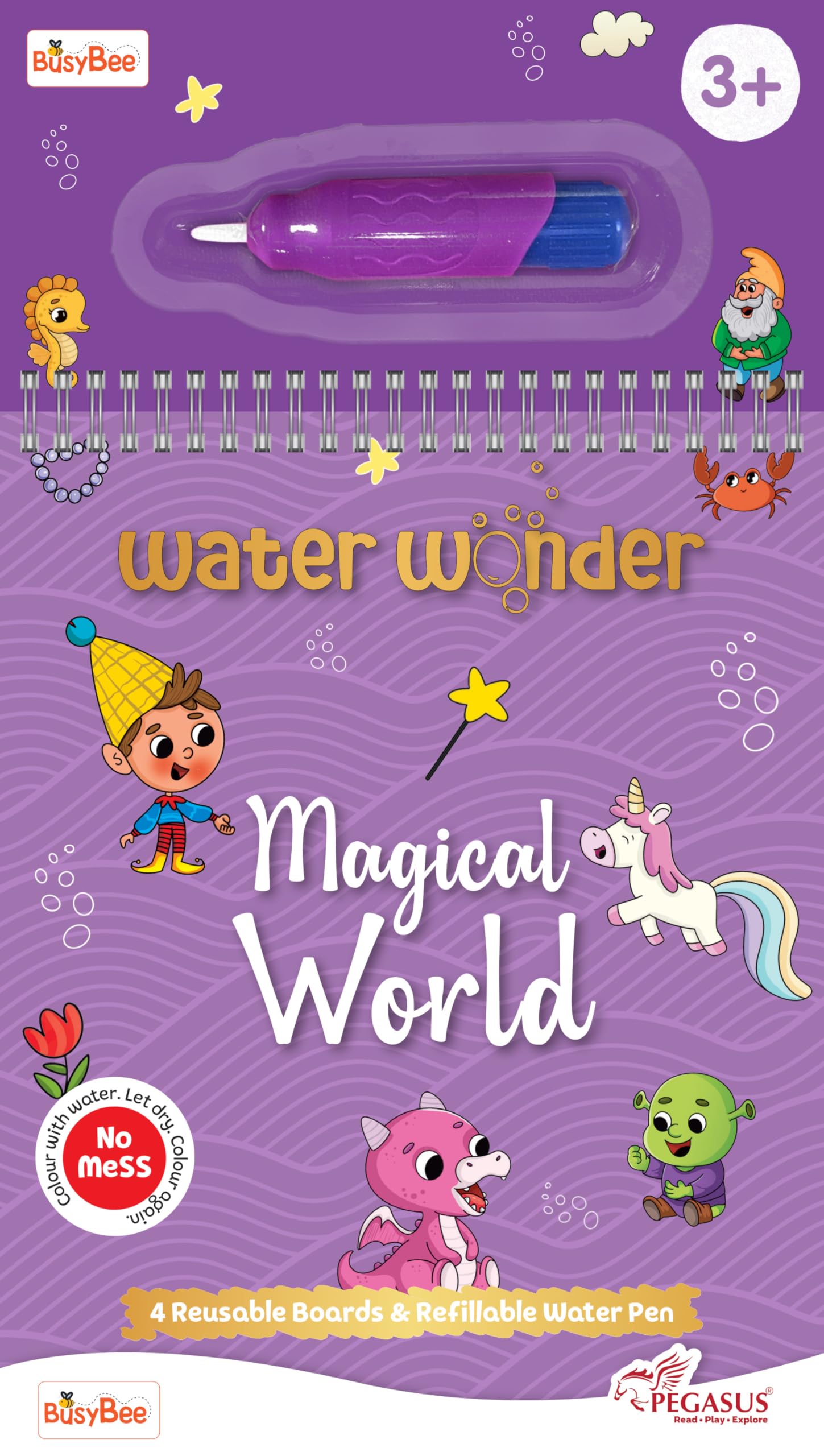 Reusable Magic Water Coloring Book For Kids, Educational Fun Time for Kids, Mess-Free Art with Quick Dry Technology (Jungle Theme | 4 Reusable Coloring & Activity Boards | 1 Refillable Water Pen) Spiral-bound – Coloring Book, 21 May 2024