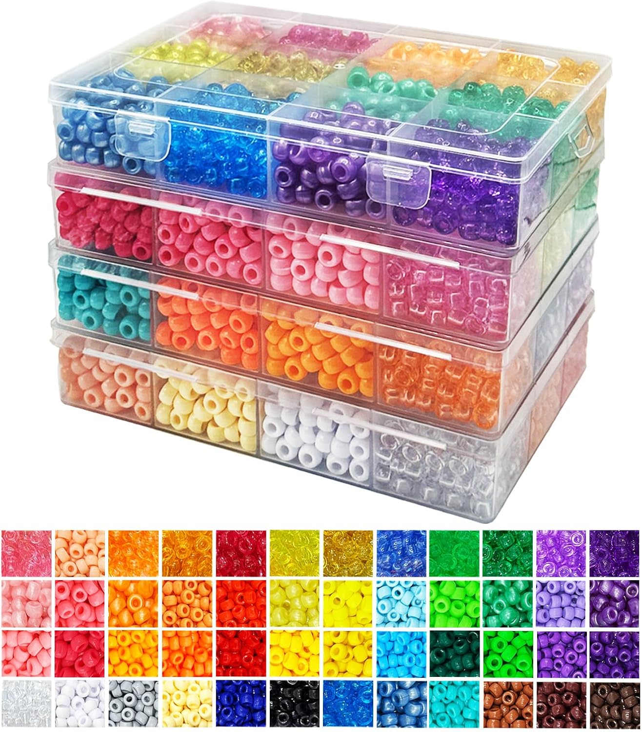 Malynme Pony Beads 48 Colors 5000Pcs, Kandi Beads for Craft Bracelets Making, Hair Bead for Braids, Rainbow Colored Beads for DIY Projects