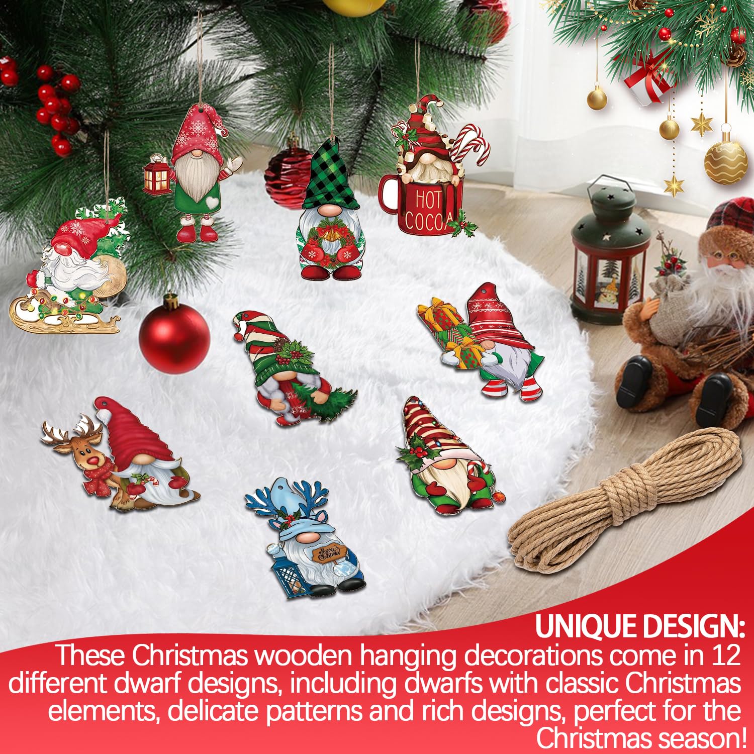 Dazhtu Set di 8 Gnomi Natalizi, Gnomo di Natale Decorativo, Babbo Natale Bambola Ornamenti da Appendere, Elfo Babbo Natale Peluche, Decorare la casa, Camini Decorazioni Natalizie Vacanza Presente