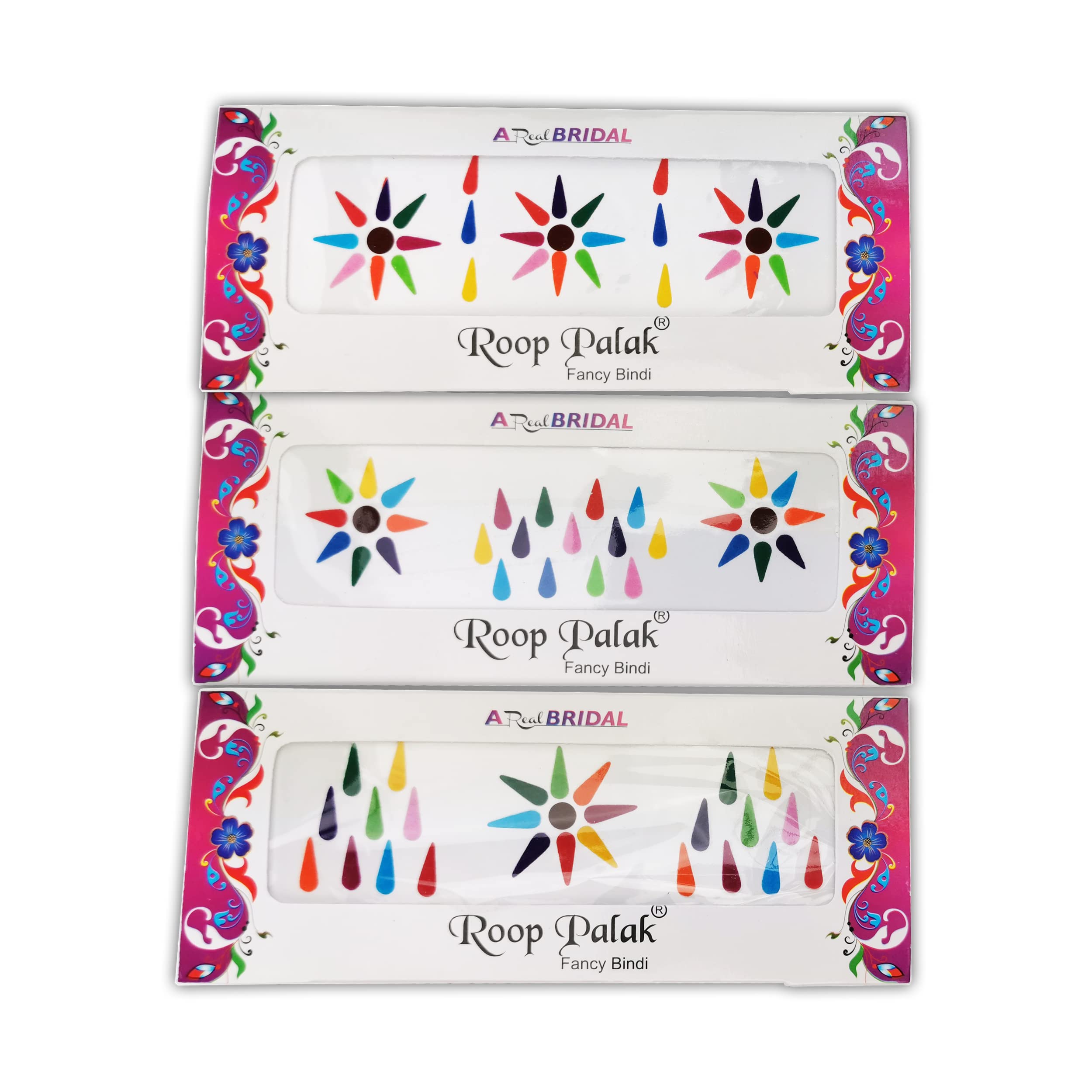 STRUCHA Indian Bindi Face Multicolor Forehead Tear Sticker Face Gem Temporary Tattoo Henna Party Occasion Dressup Festivals Rave ALL SIZE (7mm - 29 Pieces)