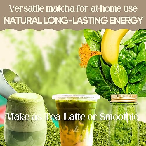 Miniatura 8 de Coconut Matcha Latte 3.53 oz  Polvo cremoso de té verde japonés con sabor a coco, sin lácteos, sin edulcorantes artificiales, 0.18 onzas de azúcar,