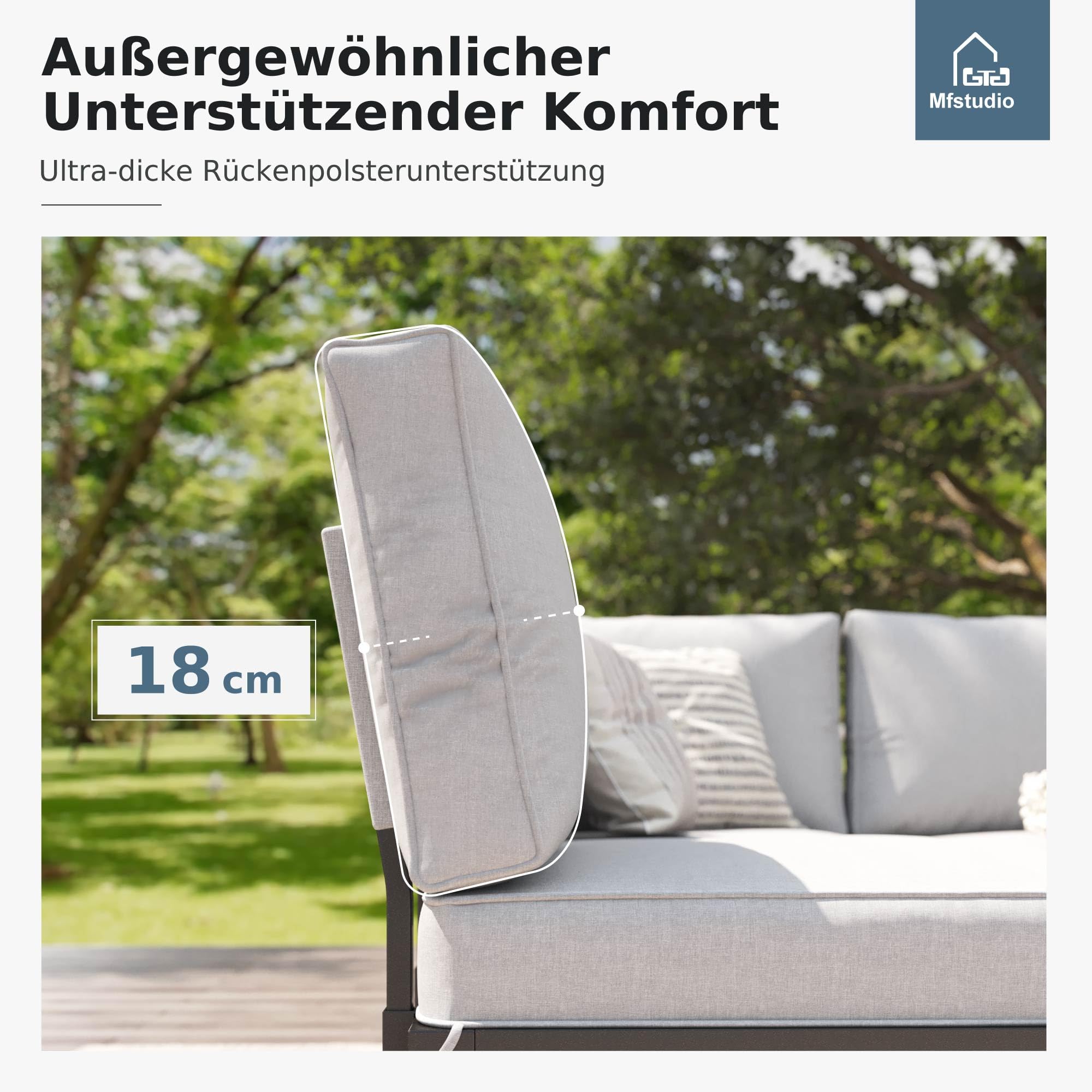 MFSTUDIO Gartenmöbel Set, Lounge Möbel Outdoor, Terassenmöbel mit Couchtisch und Abnehmbarem Kissen, Outdoor Sitzgruppe Set mit Einzelner Stuhl, Doppelstuhl, Beistelltisch, Tisch, frei kombinierbar